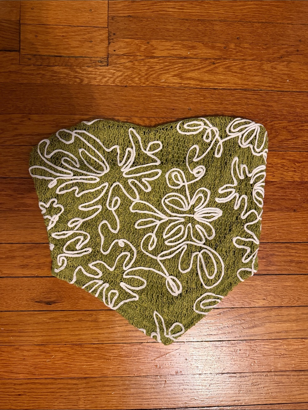 SHEIN Olive Green tube top with White Floral Embroidery